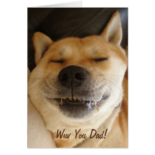 funny Japanese akita dog with cute smile Cards