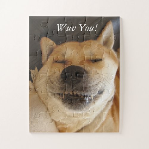 funny japanese akita with cute dog smiling jigsaw puzzle