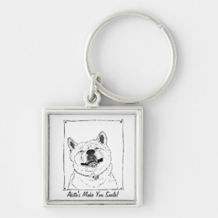 funny Japanese akita with cute smile Keychain