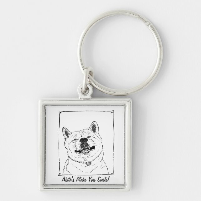 funny Japanese akita with cute smile Keychain (Front)