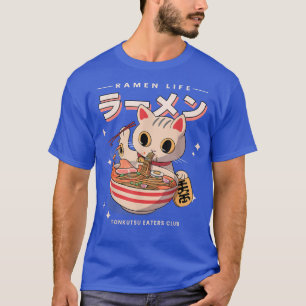 Funny Japanese Anime Cat Ramen Noodles Manga Kawai T-Shirt