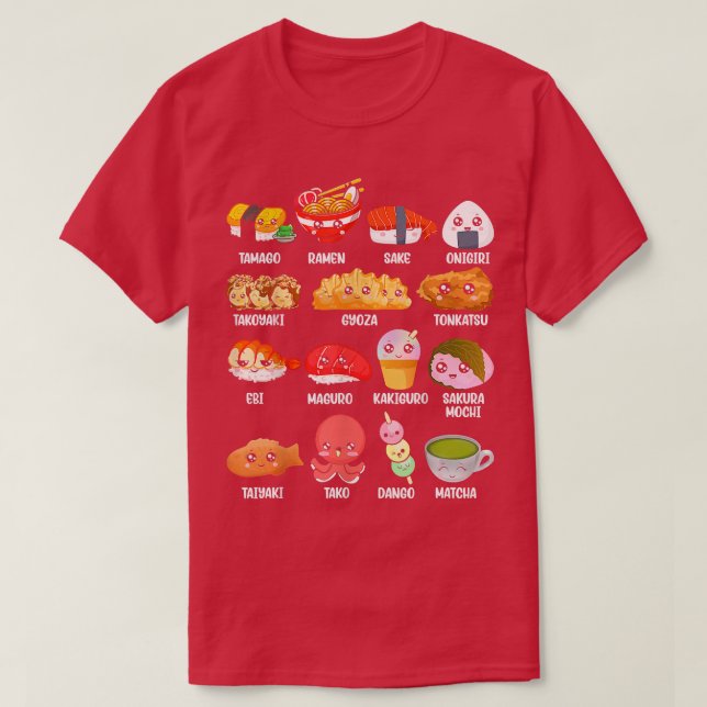 Funny Japanese Asian Food Fan Kawaii Ramen Sushi J T-Shirt (Design Front)