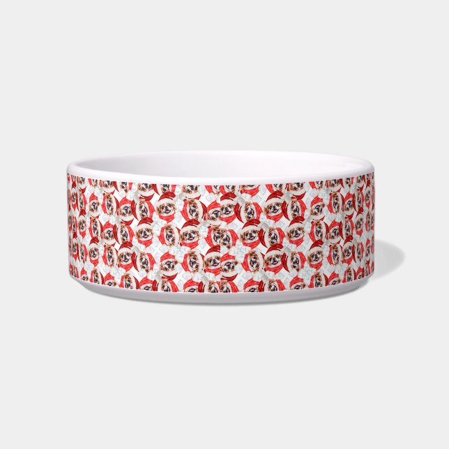 Funny Japanese Chin Name Christmas Pattern Bowl (Left)