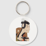 Funny Japanese Gamer Samurai Ukiyo-e Art  Keychain