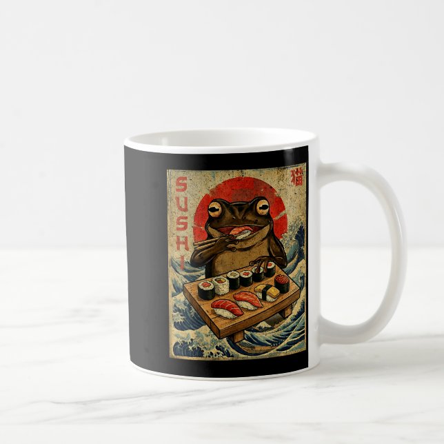 Funny Japanese Kawai Frog Pun Food Frog Humor Sush Coffee Mug (Right)