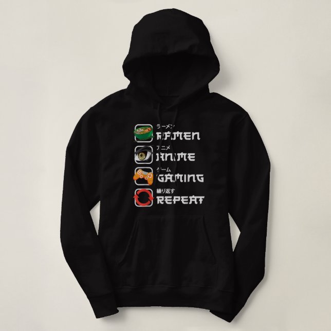 Funny Japanese Manga Anime Gaming Anime Ramen Game Hoodie (Design Front)