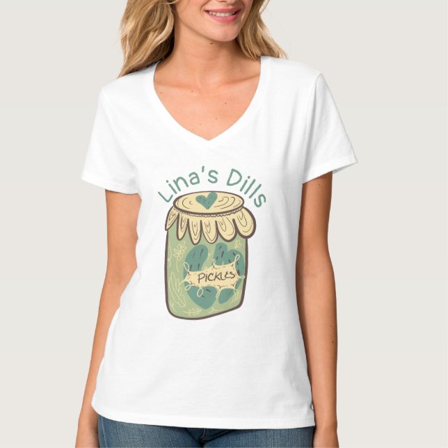 Funny Jar of Pickles Dill Green Food Lover T-Shirt (Front)