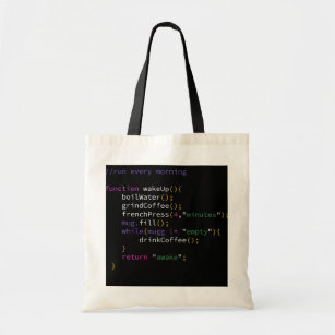 Funny JavaScript Developer Coffee Function Run Tote Bag