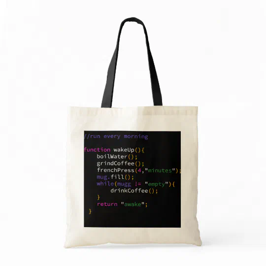 Funny JavaScript Developer Coffee Function Run Tote Bag Funny JavaScript Developer Coffee Function Run Tote Bag