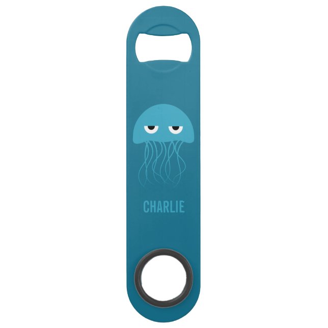 Funny Jellyfish custom monogram bottle opener (Front)