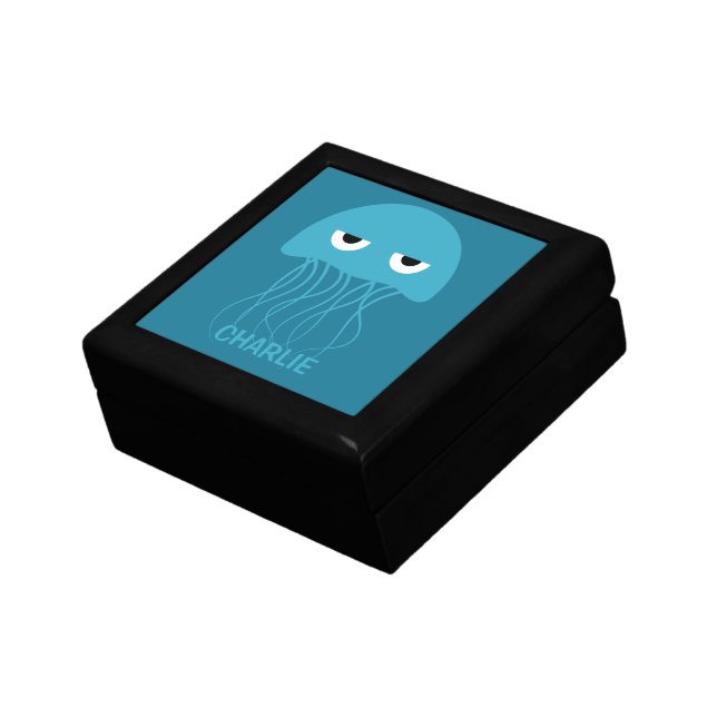Funny Jellyfish custom monogram jewelry / gift box (Side)
