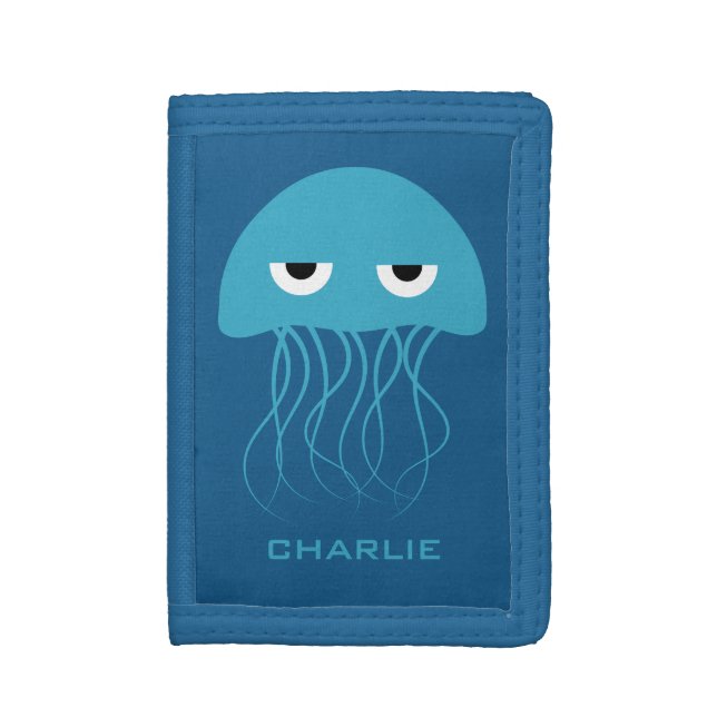 Funny Jellyfish custom monogram wallets (Front Vertical)