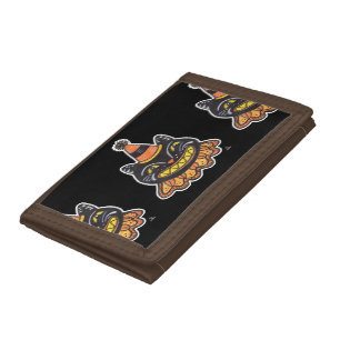 Funny Jester Halloween Vintage Carnival Fun Cat Tri-fold Wallet