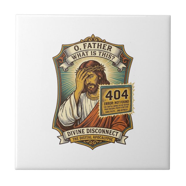 Funny Jesus 404 Error Web Developer Programmer Hum Ceramic Tile (Front)