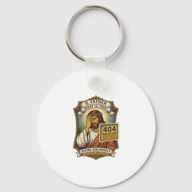 Funny Jesus 404 Error Web Developer Programmer Hum Keychain (Front)