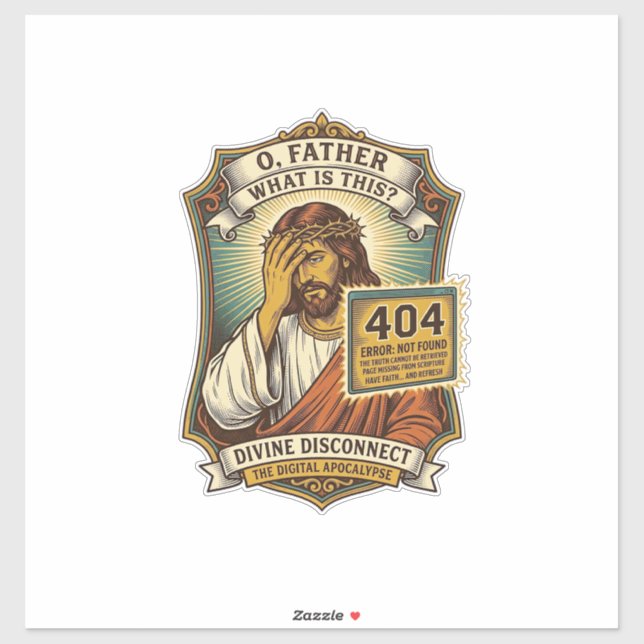 Funny Jesus 404 Error Web Developer Programmer Hum Sticker (Sheet)