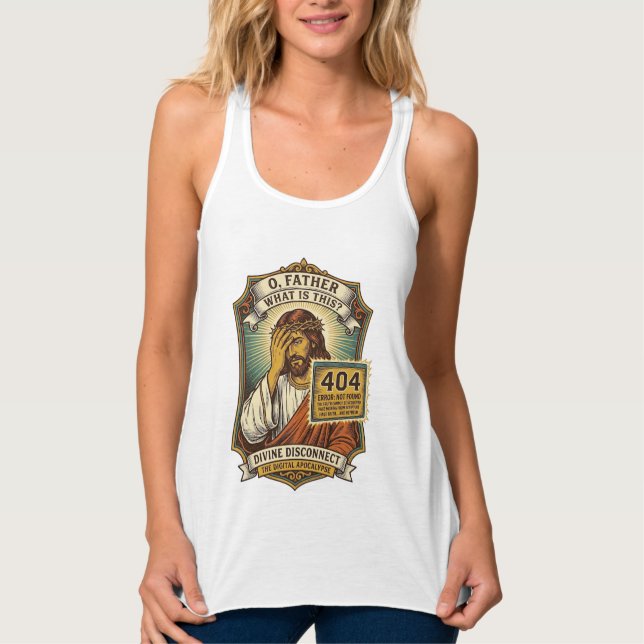 Funny Jesus 404 Error Web Developer Programmer Hum Tank Top (Front)