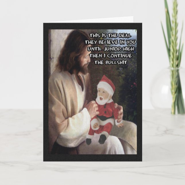 Funny Jesus and Santa Holiday Card (Front)