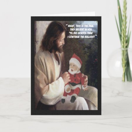 Funny Jesus And Santa Holiday Card