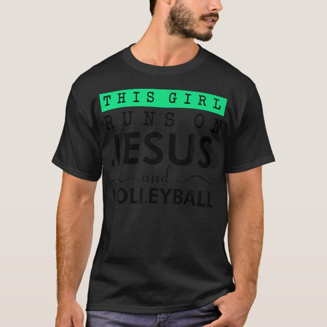 Funny Jesus And Volleyball Christian Sports Quote  T-Shirt (Front)