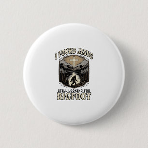 Funny Jesus Bigfoot Vintage Christian Shirt Button