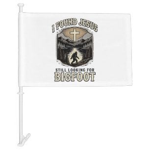 Funny Jesus Bigfoot Vintage Christian Shirt Car Flag