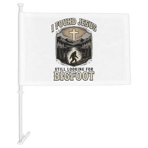 Funny Jesus Bigfoot Vintage Christian Shirt Car Flag