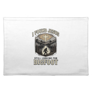 Funny Jesus Bigfoot Vintage Christian Shirt Cloth Placemat