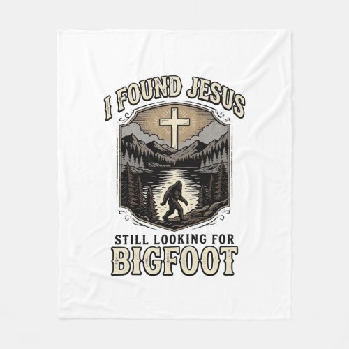 Funny Jesus Bigfoot Vintage Christian Shirt Fleece Blanket