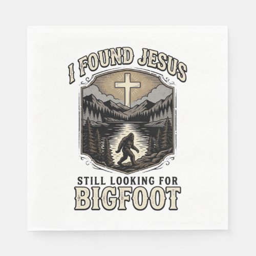 Funny Jesus Bigfoot Vintage Christian Shirt Napkins