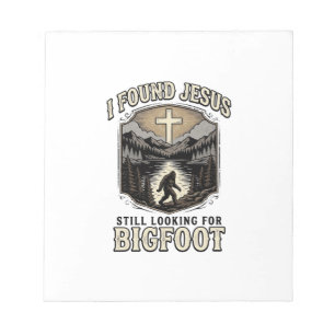 Funny Jesus Bigfoot Vintage Christian Shirt Notepad