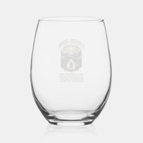 Funny Jesus Bigfoot Vintage Christian Shirt Stemless Wine Glass