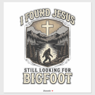 Funny Jesus Bigfoot Vintage Christian Shirt Sticker