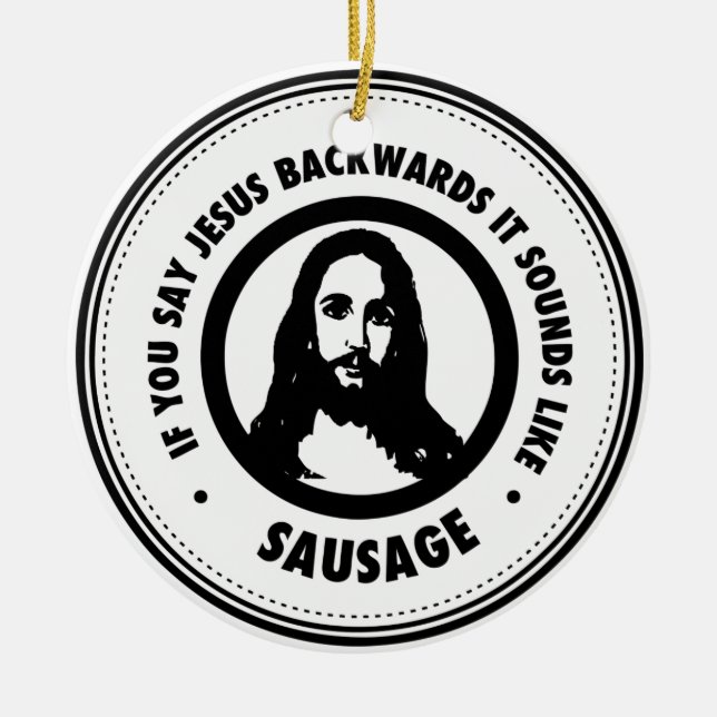 Funny Jesus Ceramic Ornament (Front)