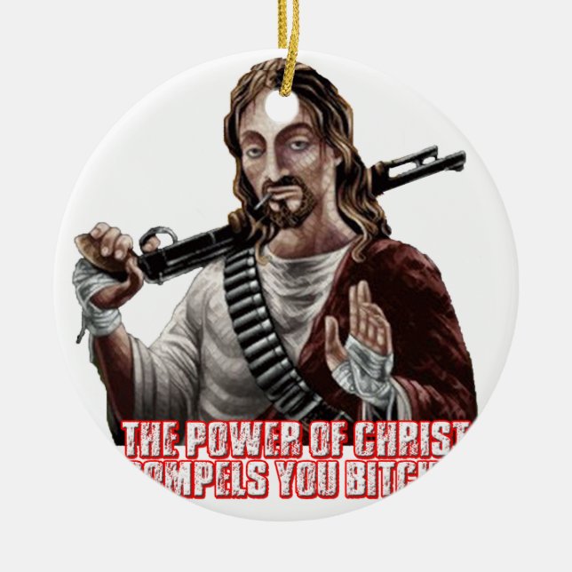 Funny jesus ceramic ornament (Front)