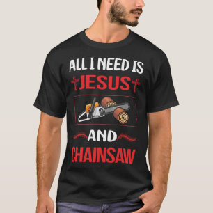 Funny Jesus Chainsaw Arborist Lumberjack Woodworki T-Shirt
