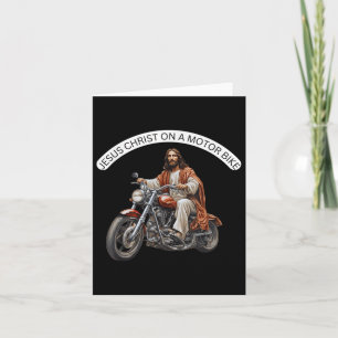 Funny Jesus Christ On A Motor Bike Christian Tee Card