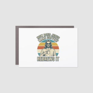 Funny Jesus Coffee Vintage Engraving Shirt Design_ Car Magnet