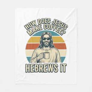 Funny Jesus Coffee Vintage Engraving Shirt Design_ Fleece Blanket