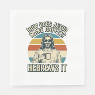 Funny Jesus Coffee Vintage Engraving Shirt Design_ Napkins