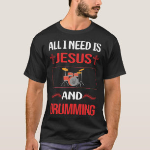 Funny Jesus Drumming Drummer Drum Drums T-Shirt