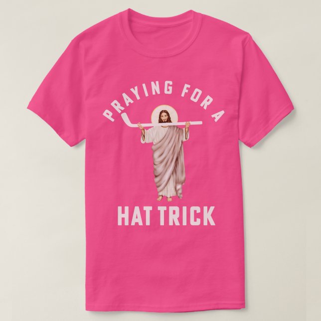 Funny Jesus Hockey Religious Hockey Praying for a  T-Shirt (Design Front)