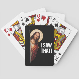 Funny Jesus "I Saw That" Christian meme design Poker Cards