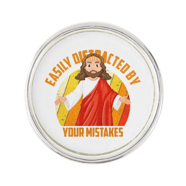 Funny Jesus Lapel Pin (Front)