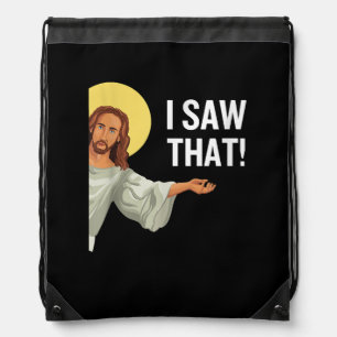 Funny Jesus Meme I Saw That Christian Quote God Is Drawstring Bag