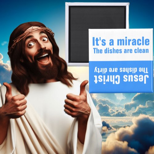 Funny Jesus Miracle Clean Dirty Dishwasher Magnet