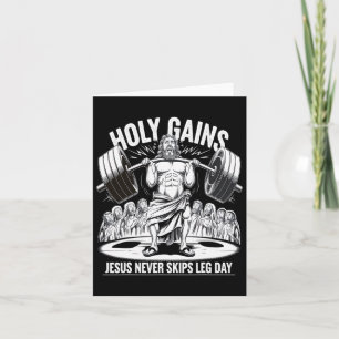 Funny Jesus Never Skips Leg Day Christian Gym Body Card