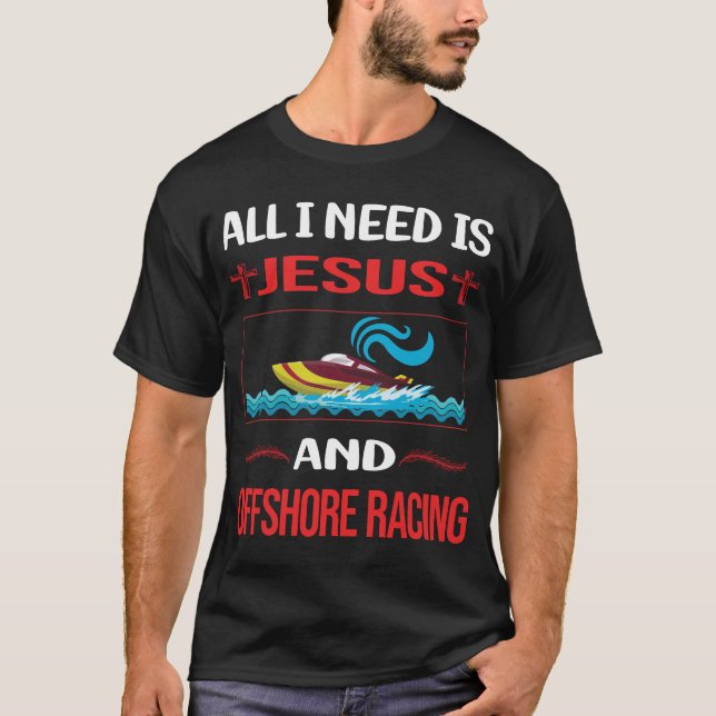 Funny Jesus Offshore Racing T-Shirt (Front)