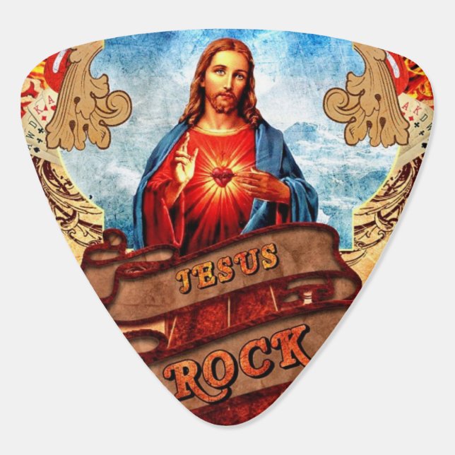 Funny Jesus rock Guitar Pick (Back)