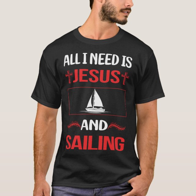 Funny Jesus Sailing Sailor T-Shirt (Front)